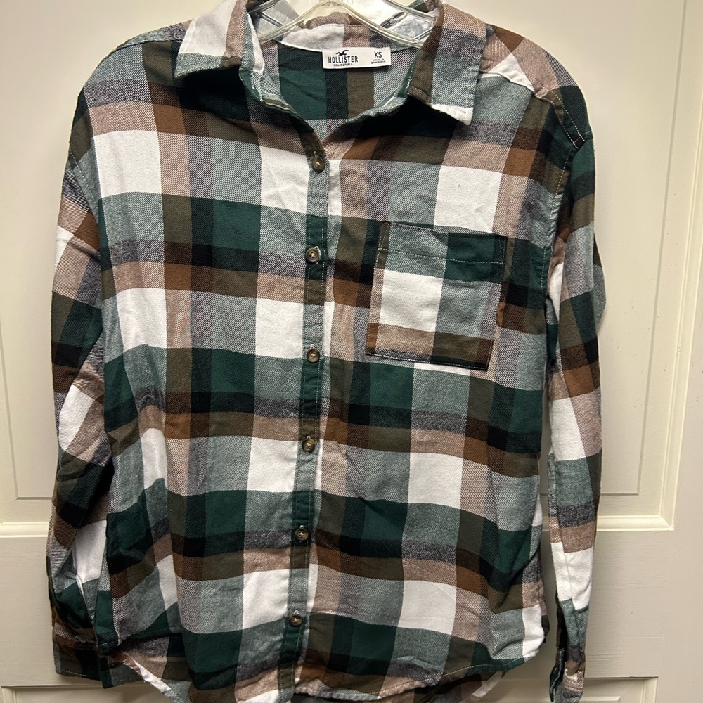 Hollister Green Plaid Shirt
